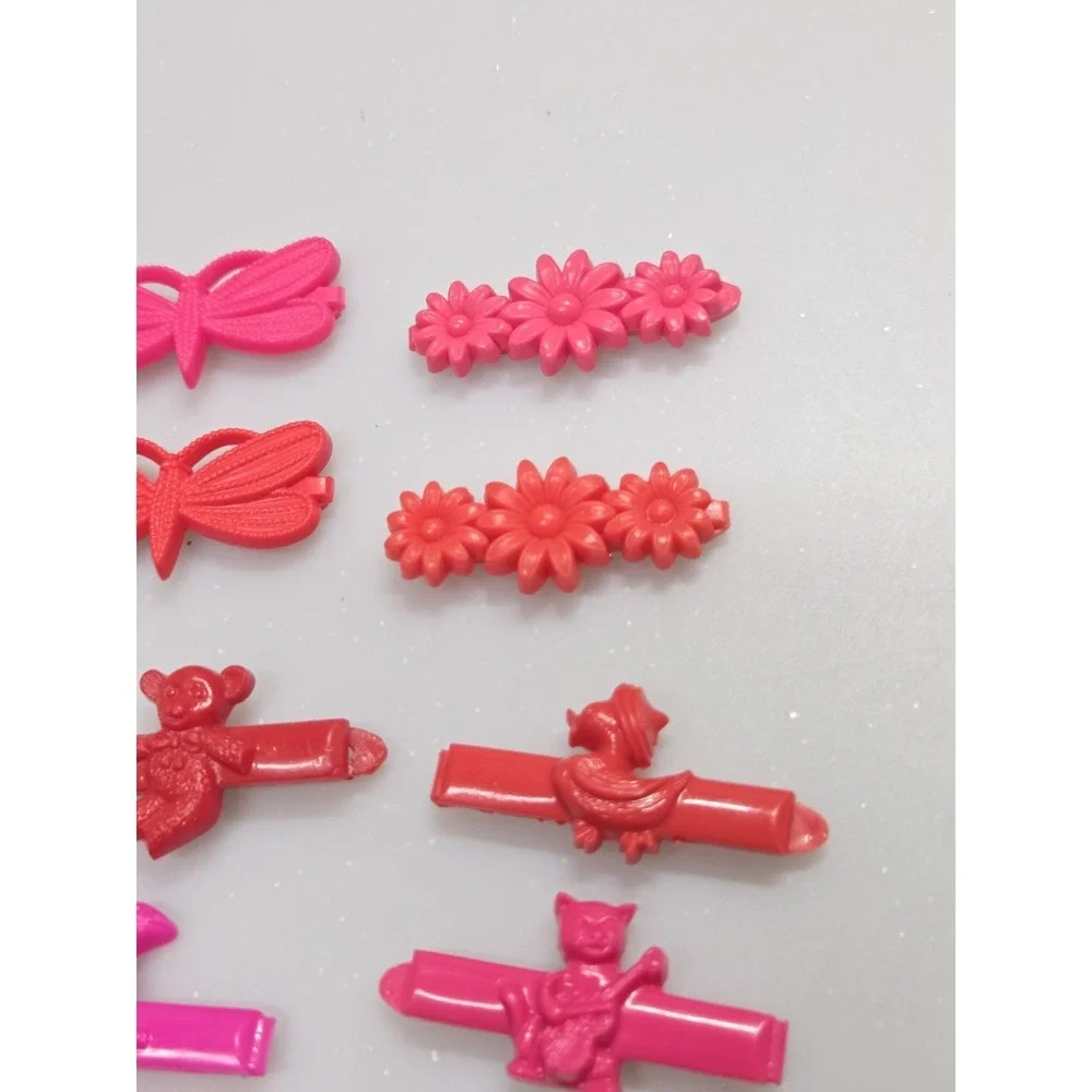 Vintage Goody Plastic Hair Barrettes 70ʼs 80ʼs Poodle Duck Cats Snap Tight Lot